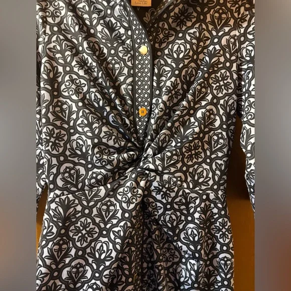 Gretchen Scott Designs Twist & Shout navy & blue printed knee length dress - Picture 4 of 6